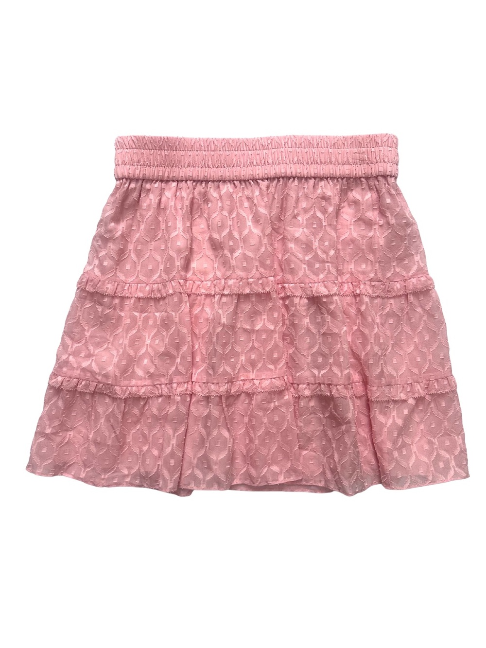 Alice + Olivia Vinita Drawstring Ruffle Panel Skirt - English Rose - Size 8 - Picture 2 of 5